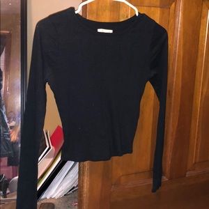 Black ribbed cropped long sleeved top